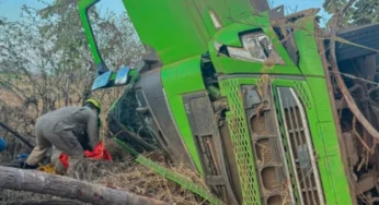 Caminhoneiro fica ferido após capotamento na GO-164, em São Miguel do Araguaia