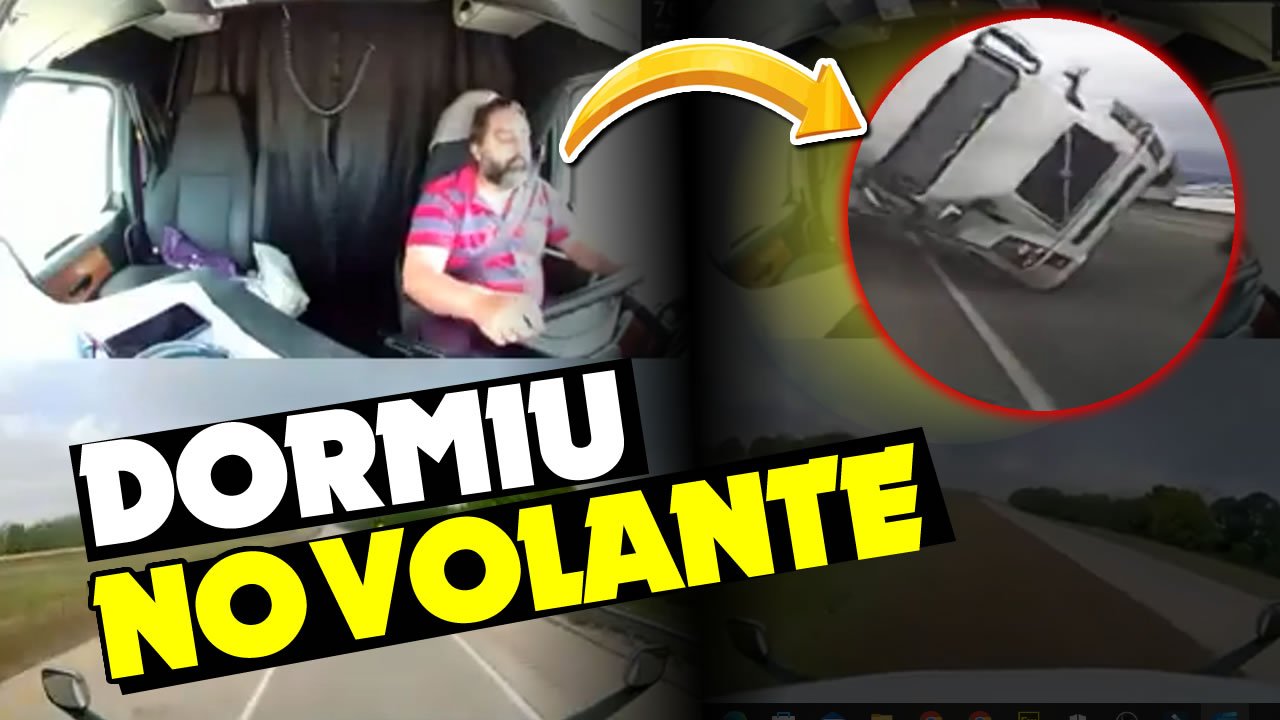 Vídeo mostra caminhoneiro dormindo ao volante e acidente grave choca a internet