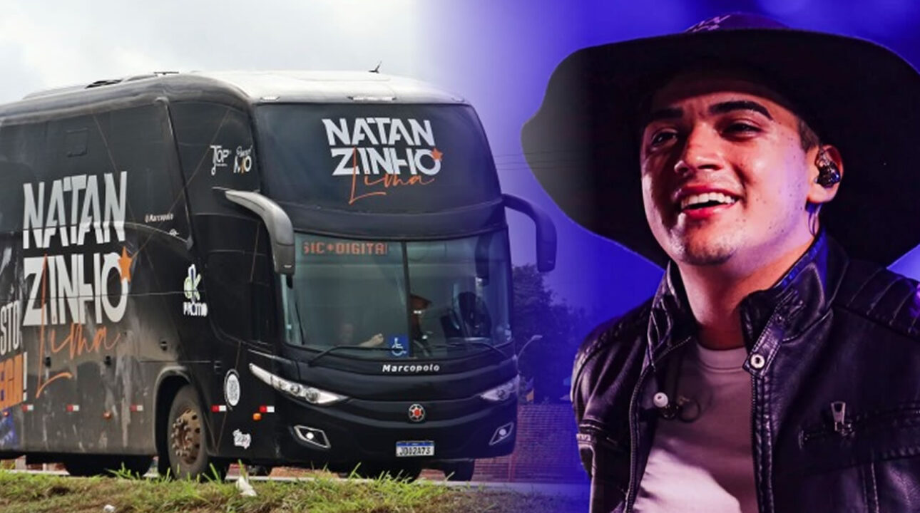 Ônibus de cantor Natanzinho é flagrado em ultrapassagem perigosa; vídeo mostra risco de colisão frontal