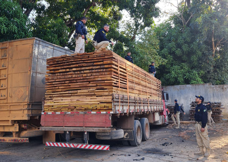 Carga de madeira sem documentação é apreendida pela PRF em Marabá (PA)
