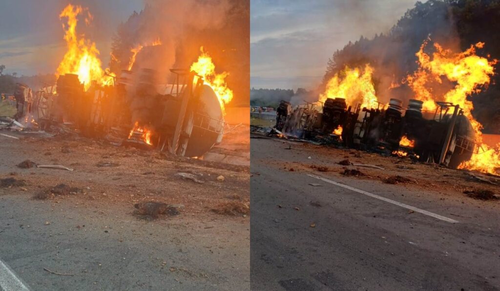 BR-376 é liberada após caminhoneiro morrer carbonizado em acidente com carga de etanol no Paraná