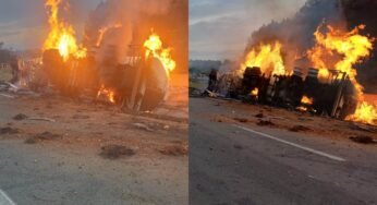 BR-376 é liberada após caminhoneiro morrer carbonizado em acidente com carga de etanol no Paraná