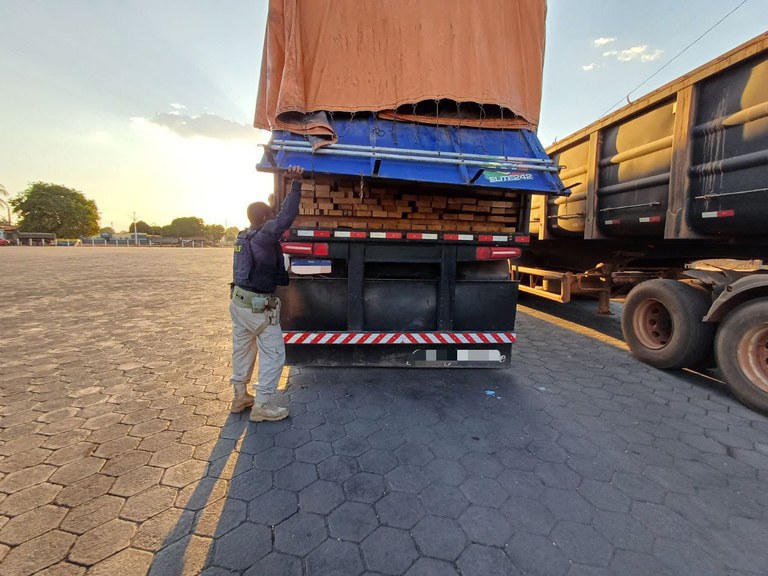 PRF apreende 72 m³ de madeira irregular abandonada em posto na BR-153, Tocantins