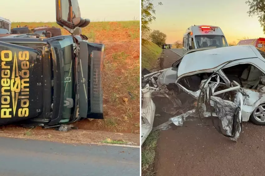 Caminhão da dupla Rionegro & Solimões se envolve em acidente frontal no Paraná