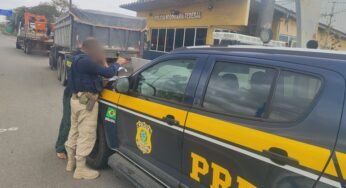 PRF apreende caminhão com quase 12 toneladas de excesso de peso na BR-493