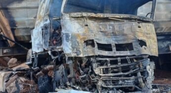 Caminhoneiro e ajudante morrem em colisão frontal entre caminhões na BR-452/GO