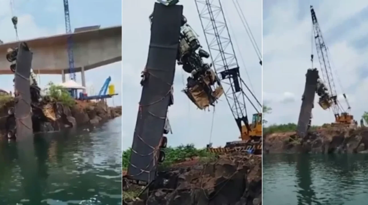 Dez meses após tragédia, caminhão é retirado do fundo do Rio Tocantins em Estreito (MA)