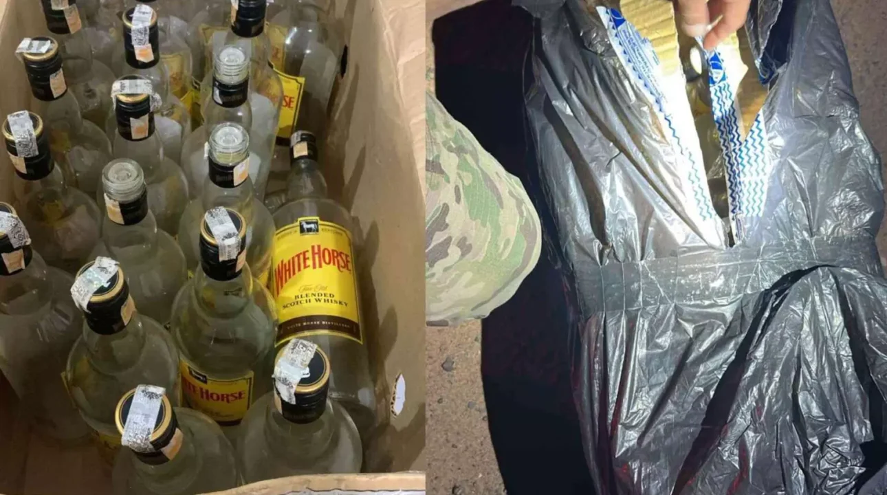 Caminhoneiro é flagrado com quase uma tonelada de garrafas usadas para falsificação de whisky na BR-262, em Campo Grande