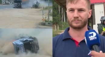 Caminhoneiro “escapa da morte” em colisão na BR-470 em SC