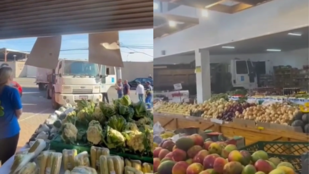 Motorista bêbado invade sacolão com caminhão após briga no ABC Paulista