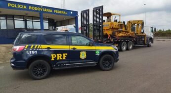 PRF recupera caminhão e trator furtados de São José dos Campos (SP) na BR-381 em Estiva (MG)