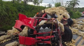 Acidente entre caminhões na BR-354 mata motorista de 22 anos em Campos Altos (MG)