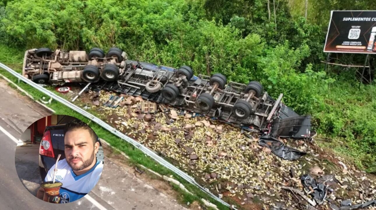 Caminhoneiro morre em grave acidente após carreta tombar na BR-163; vítima era do Rio Grande do Sul