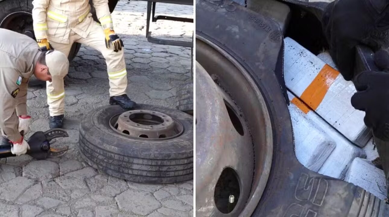PRF suspeita de caminhoneiro nervoso e encontra droga escondida nos pneus da carreta