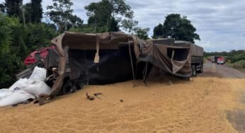 Caminhoneiro morre em grave colisão entre carretas na MT-235 em Campo Novo do Parecis
