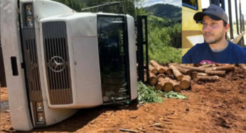Caminhoneiro morre em acidente durante transporte de madeira