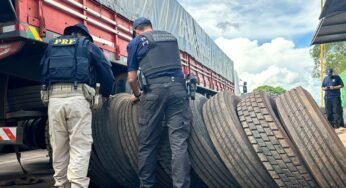 PRF descobre esquema de contrabando de pneus em borracharia às margens da BR-277