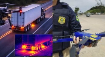 PRF usa drone com câmera de calor para identificar caminhões irregulares na BR-381