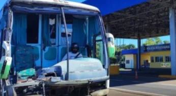 Motorista é flagrado dirigindo ônibus sem para-brisa e usando capacete na BR-158 em MS