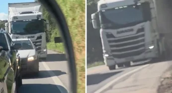 Caminhoneiro é detido ao fazer zigue-zague na BR-101 e reprovar no bafômetro