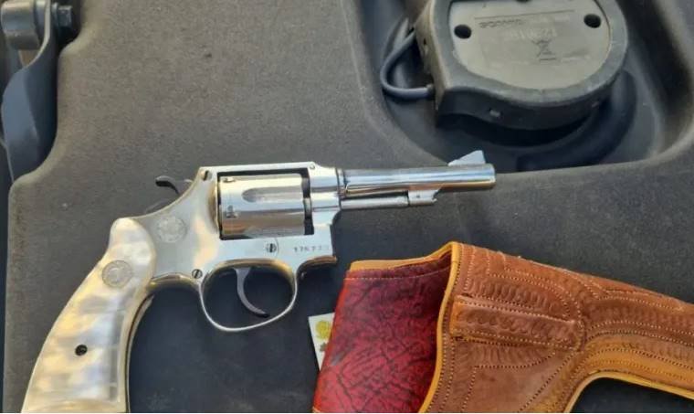 arma encontrada na cabine do caminhão