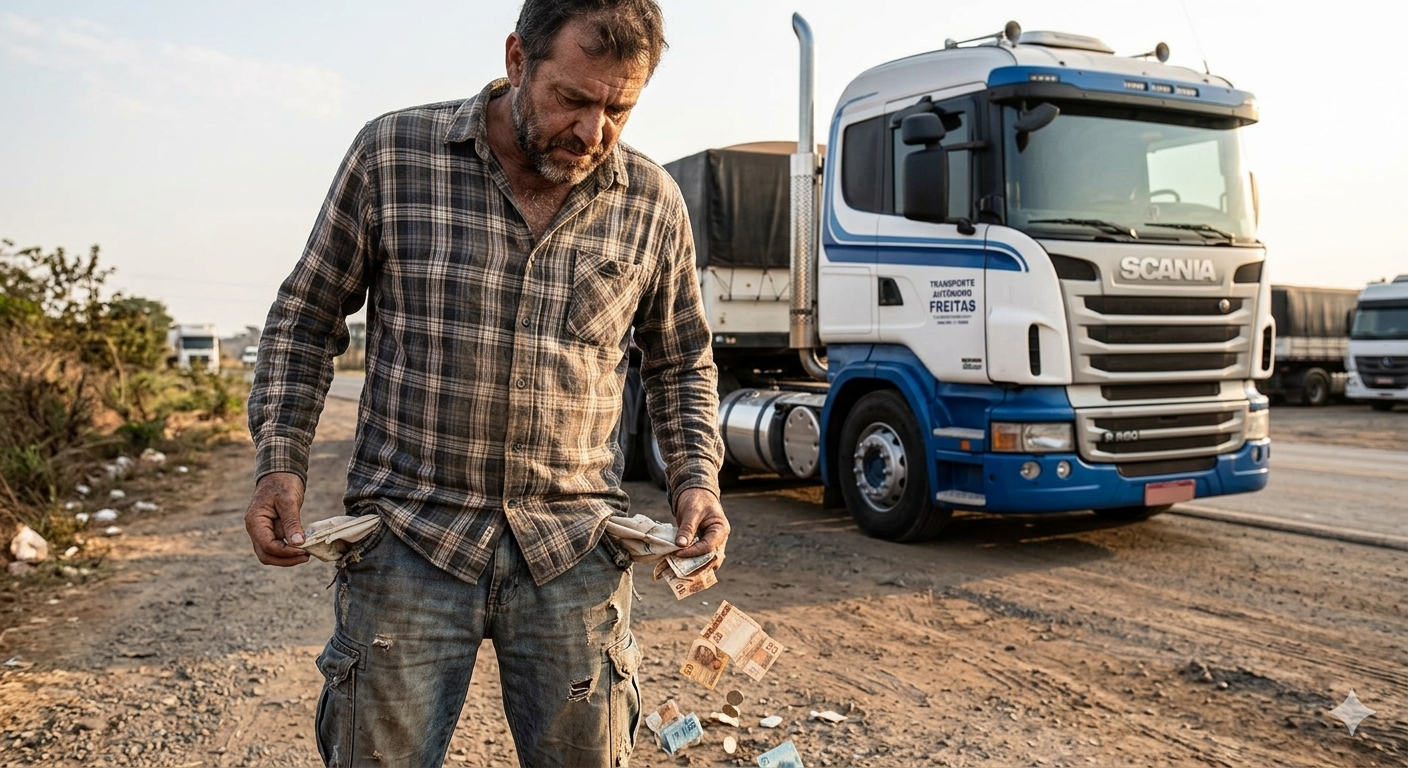 Caminhoneiro sem muita grana no bolso