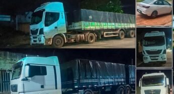 PRF e PM recuperam carga de soja furtada e dois caminhões em operação em Mato Grosso