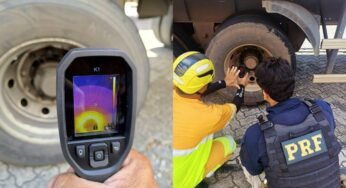 PRF começa usar câmera térmica e pega problema no freio de caminhão sem parar o veículo