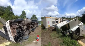 Caminhoneiro morre preso às ferragens após carreta sair da pista