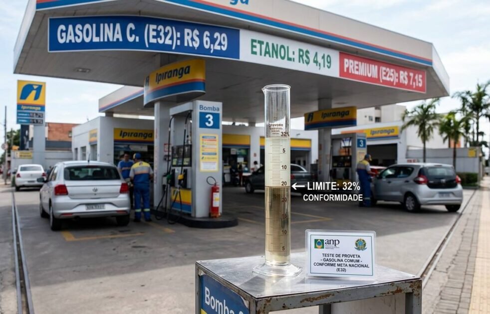 Gasolina com 32% de etanol