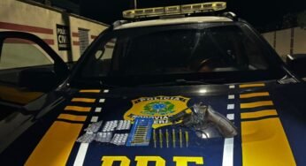 Caminhoneiro é preso com arma e “rebite” durante fiscalização da PRF em rodovia