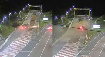 Caminhão perde freio, entra em área de escape e tomba na BR-376;