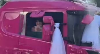 Mãe caminhoneira leva filha ao casamento de caminhão e emociona quem vive na estrada