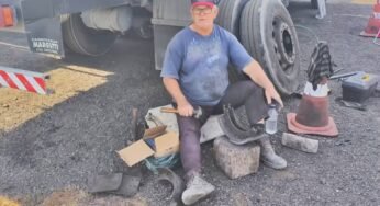 Caminhoneiro mostra como faz os próprios reparos mecânicos no caminhão