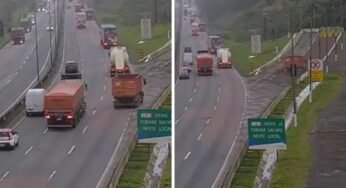 Caminhoneiro perde freio na descida e evita acidente ao entrar na área de escape