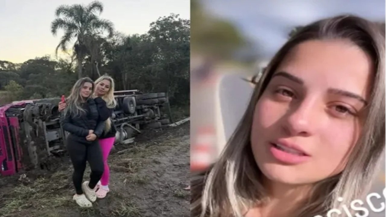 Gaby Franciscon relata que foi fechada por carro em curva antes de carreta tombar na BR-116