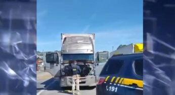 Menino de 14 anos é flagrado dirigindo caminhão na Fernão Dias