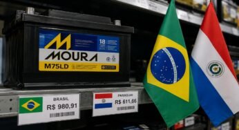 Bateria Moura 75Ah revela diferença de preço entre Brasil e Paraguai