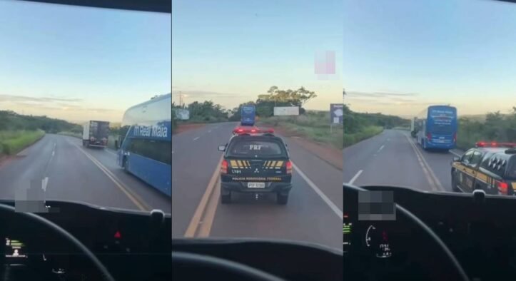 Video: Caminhoneiro grava ultrapassagem em faixa contínua na frente da PRF