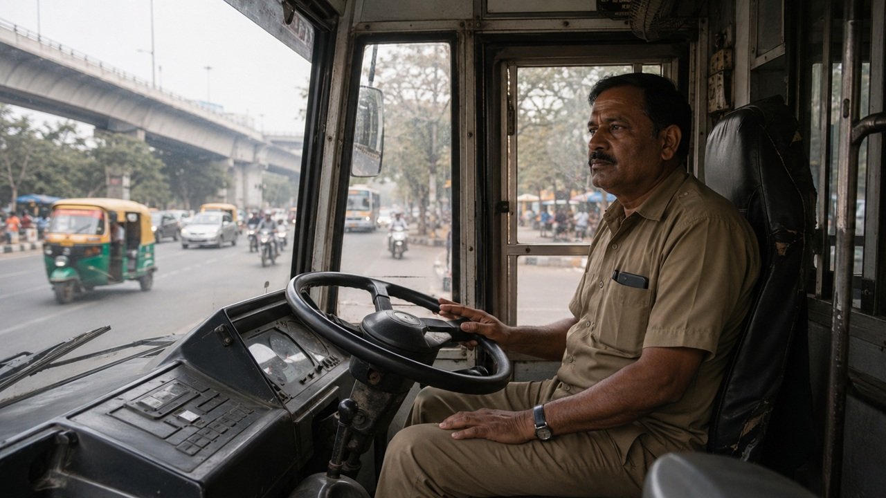 Motorista de ônibus na Índia pode trabalhar até 15 horas e ganhar a partir de R$ 850 por mês
