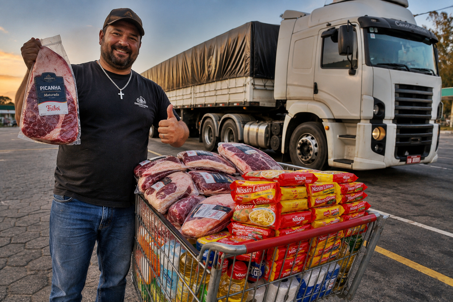 Caminhoneiros gastam cerca de R$ 2.500 para abastecer a cozinha