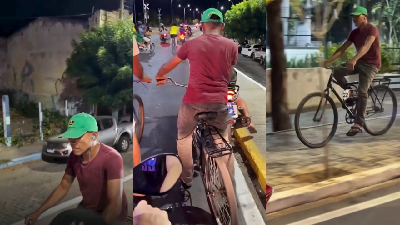 Rapaz pedala mais de 5 km em carreata de Flávio Bolsonaro e apoiadores se unem para comprar moto