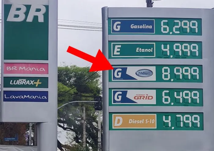 A gasolina mais cara do país está localizada em Curitiba, vendida por 9 reais
