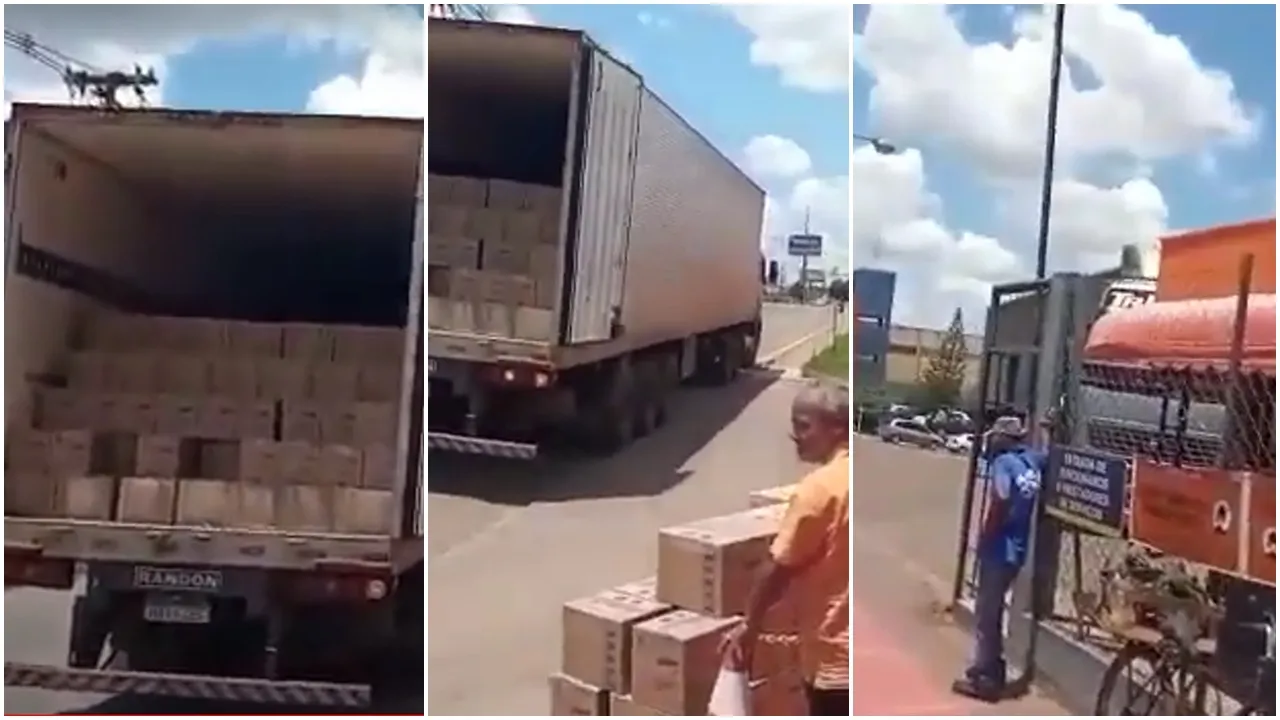 Caminhoneiro Descarrega No Patio Da Empresa