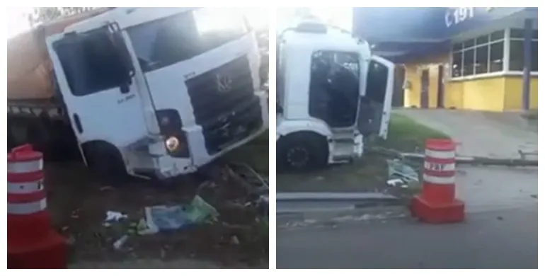 Caminhoneiro pular de caminhão e atinge base da PRF