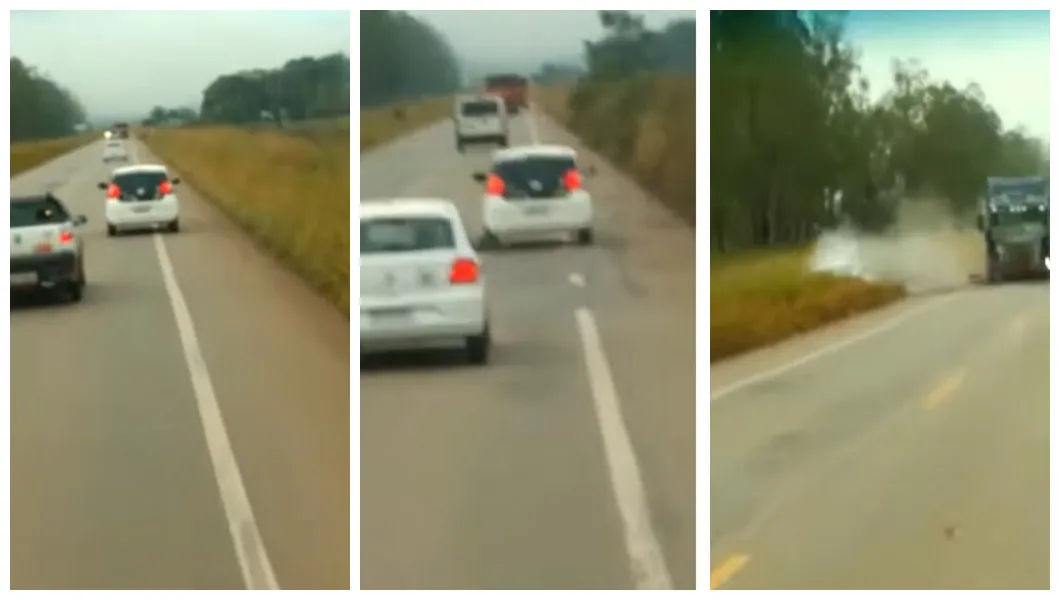 Colisão frontal é registrada entre um caminhão e um carro na BR-364