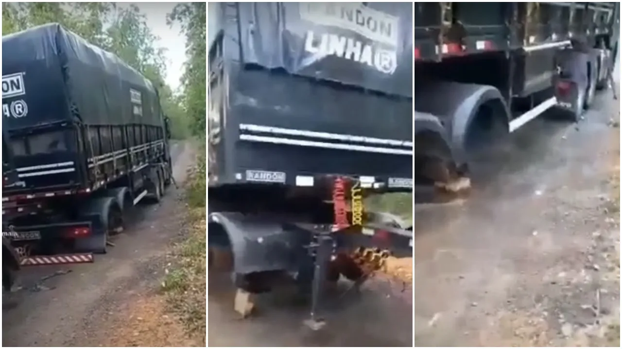 Ladrões roubam caminhão e levam todos os pneus