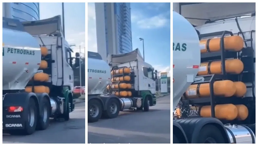 Carreta de combustível da Petrobras vira piada ao ser flagrada com tanque de GNV