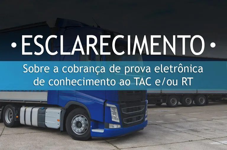 ANTT publica informações sobre valor cobrado na prova eletrônica para TAC ou RT
