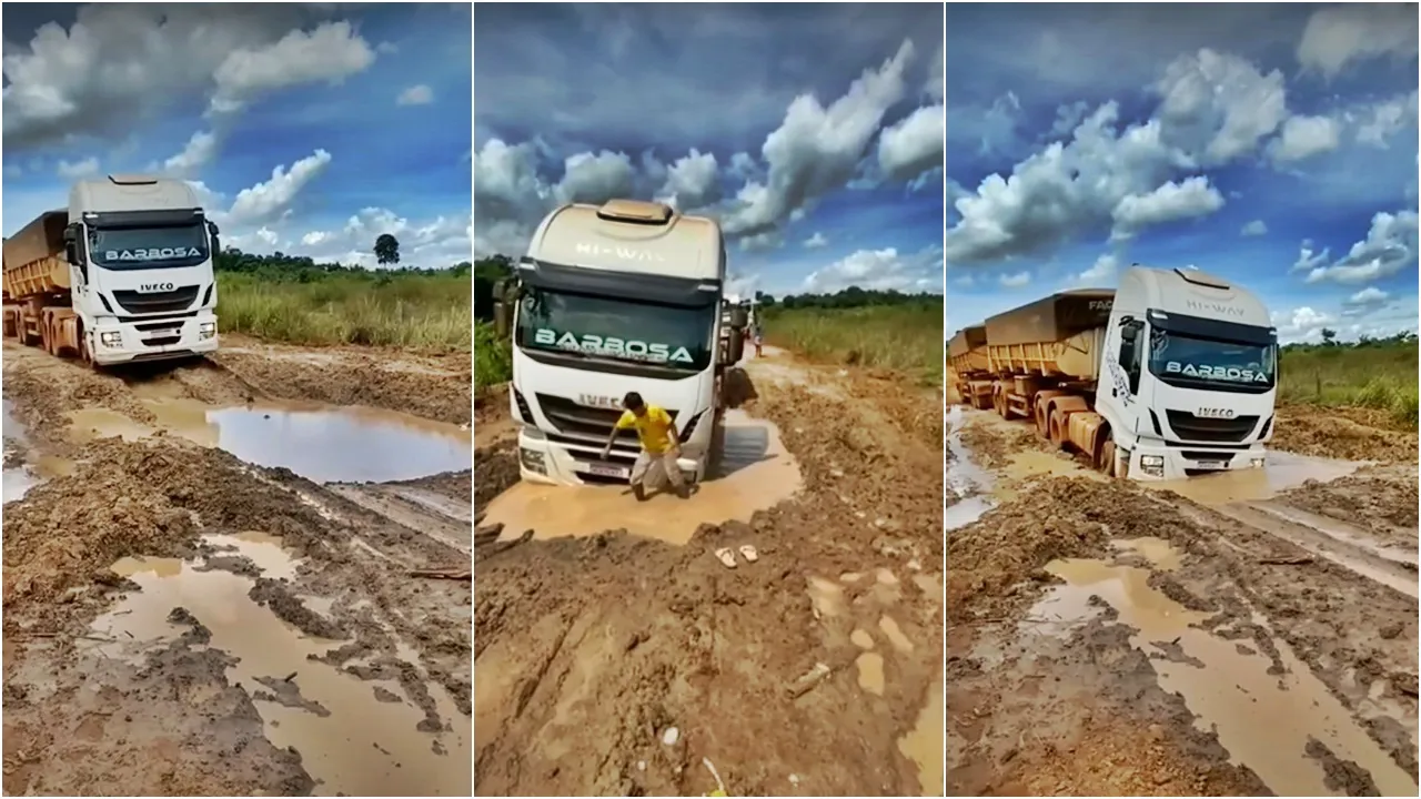 Caminhoneiro se arrisca e acaba ficando na pior, veja oque aconteceu.